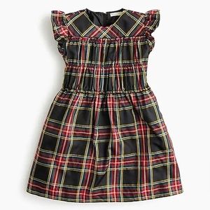 Crewcuts smocked-waist dress in Stewart black tartan jcrew